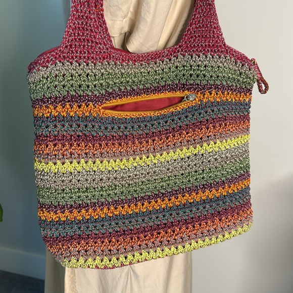 The SAK Crochet Multicolor Fabric Bag purse Tote - Picture 3 of 7